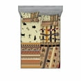 thumbnail image 2 of Ambesonne Tribal Fitted Sheet & Pillow Sham Set, Prehistoric Native Animals, Twinxl, Black Beige, 2 of 3