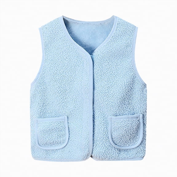 enyan Baby Boys Girls Winter Vest Toddler Kids Fleece Zip up Cute Soft Waistcoat Jackets Boys Girls Fleece Vest (6-7 Years,Sky Blue)