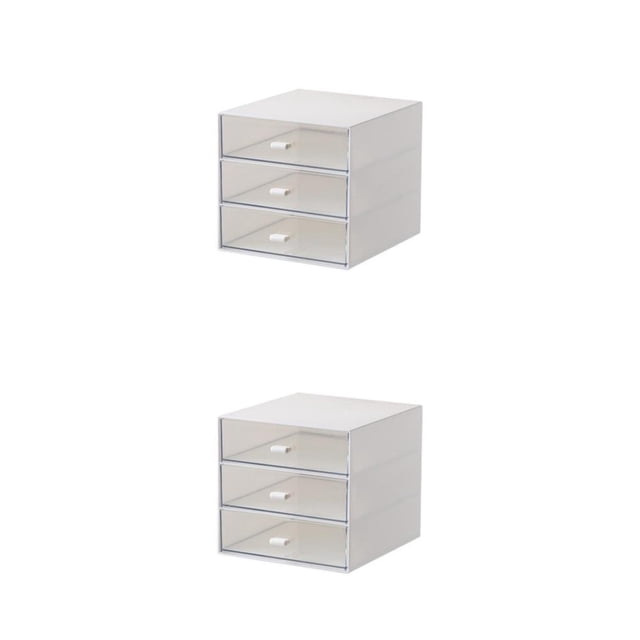 Yuarrent Caja de almacenamiento para ocasiones aplicables, organizador para papelería, cajón de plástico, organizador de almacenamiento, blanco Cuadrícula triple 2piezas