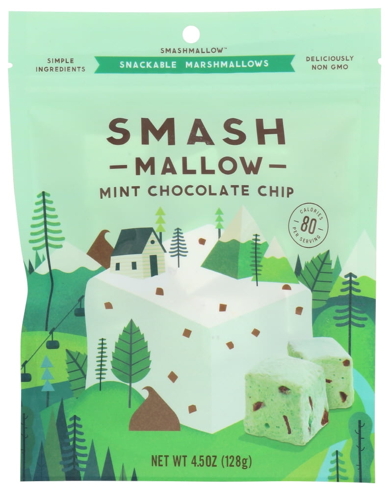 Smash Mallow Mint Chocolate Chip Marshmallow Bites, 4.5 Oz, Pack Of 12