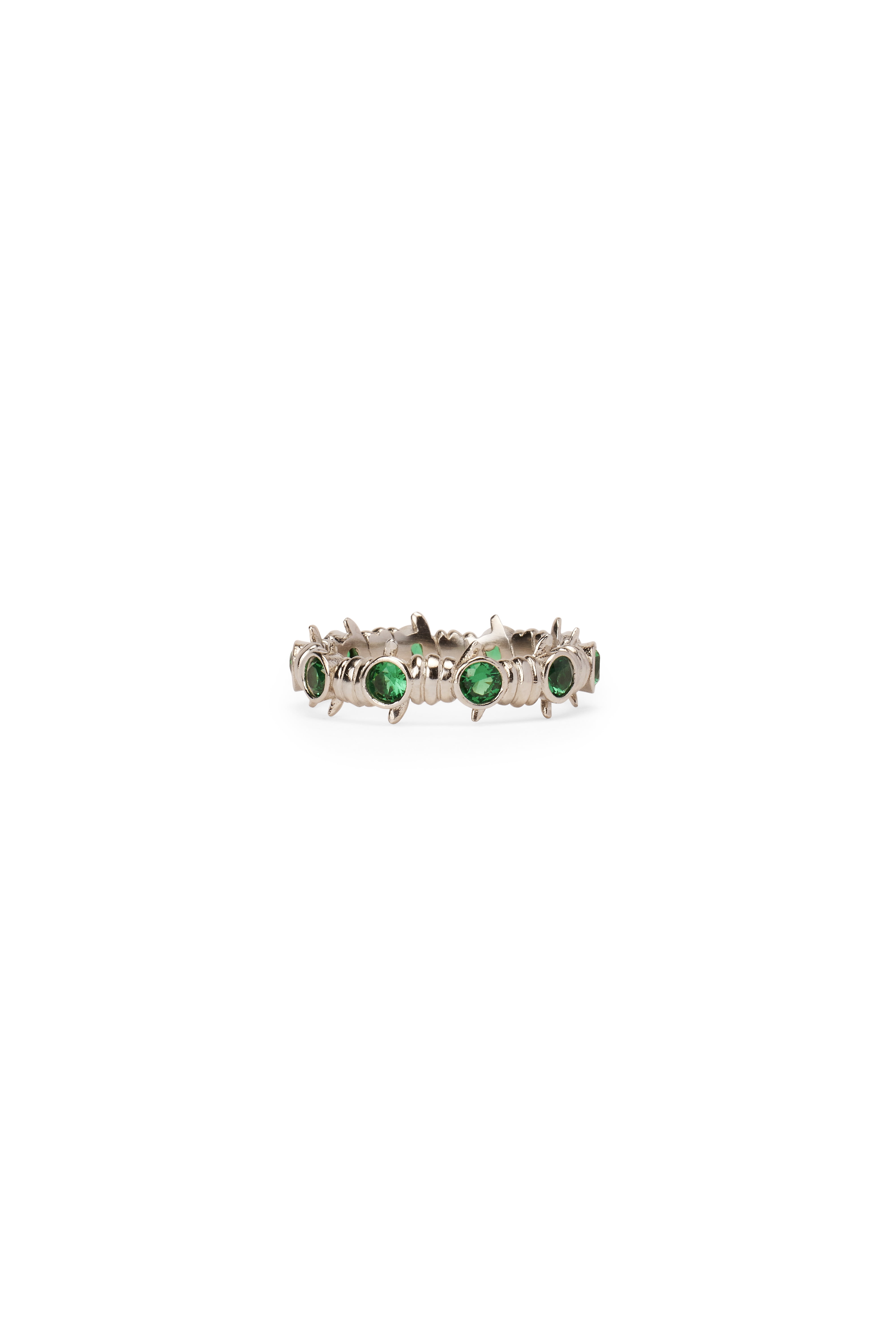 Bella by Thorne Barb x CZ Adult Ring, Silver/Emerald- 8, (Unisex)