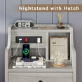 thumbnail image 4 of Afuhokles Nightstand Set of 2 with Charging Station, Night Stand with Hutch and Storage Drawers, Gray, 4 of 10
