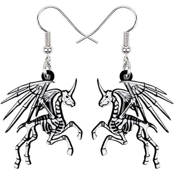 Unicorn Pegasus Bone Earring Earrings Acrylic Dia De Los Muertos Sabrina Pegasus MLP Hocus Pocus Teenage Mexican Design Earrings