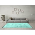 thumbnail image 3 of Ahgly Company Machine Washable Indoor Square Solid Turquoise Blue Modern Area Rugs, 5' Square, 3 of 4