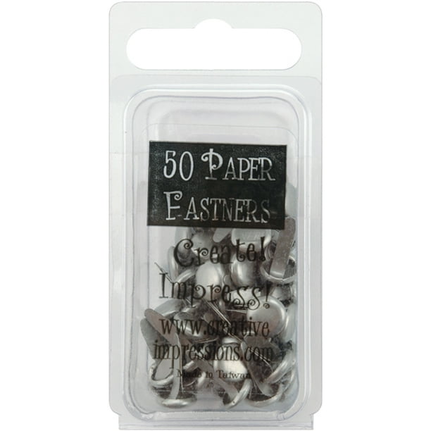 Metal Paper Fasteners 7mm 50/PkgRound Pewter