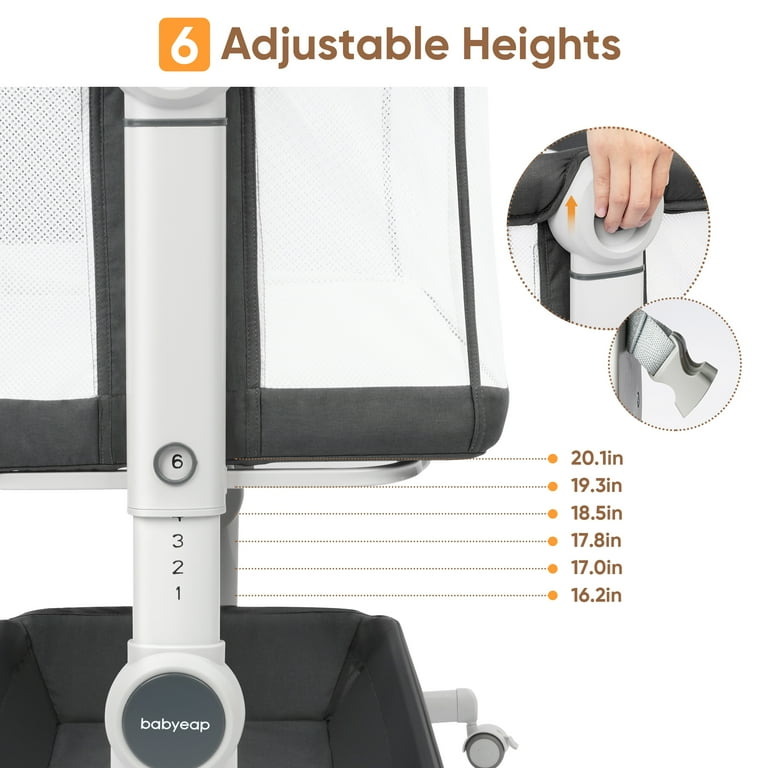 Ktaxon 3-in-1 Baby Bassinet & Bedside Sleeper - Adjustable Height Folding Crib With Wheels