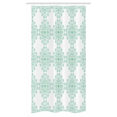 Bold Curtain Fabric Aqua Stall Shower Curtain, Horizontal Lines Stripes Bold and Thin Ocean Themed Image, Fabric Bathroom Set with Hooks, 36W X 72L Inches Long, Turquoise Green Pale Blue and White, by Ambesonne ()