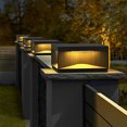 thumbnail image 1 of thinsony Square Metal Striped Decor LED Waterproof Black Solar Fence Post Light, 1 of 9