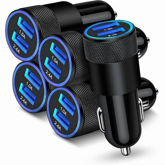 [5pcs] Car Charger Adapter, USB Multi Port Cigarette Lighter Fast Charging Power Block plug for iPhone 16 15 14 13 Pro Max, Samsung Galaxy S24 Ultra S8 LG Moto, 3.4A Dual Cargador Carro for Car
