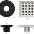 thumbnail image 3 of 6 inch Square Shower Floor Drain with Flange Quadrato Pattern Grate Removable, 3 of 5