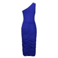 thumbnail image 6 of Women's Sexy Bodycon One Shoulder Sleeveless Ruched Midi Club Party Dress, 6 of 8