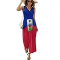 thumbnail image 2 of Haiti Flag Dress Summer Street Style Bohemia Long Dresses Female Sleeveless Printed Maxi Dress, 2 of 9