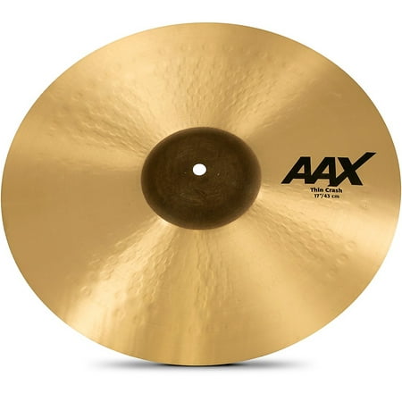 Sabian AAX 17  Thin Crash-Natural Cymbal The 17  AAX Thin Crash from SABIAN introduces a whole new palette of sound to the AAX line. A small raw bell delivers faster response. A whole new style of AAX hammering - much more visible on the surface of the cymbal due to the larger  rounder peen - makes for a thinner  more complex and slightly darker crash. At the same time  more highs are introduced into the sound  resulting in a wider band of frequency. For drummers  that means brighter highs and more complex lows. SABIAN has always pushed the boundaries of innovation  using the latest manufacturing technology to answer new trends in music and sound. AAX Thin Crashes are no exception  answering the call for thinner  faster  more complex crashes.Features:Modern StyleMade of B20 MetalBright SoundThin WeightGet your Sabian AAX 17  Thin Crash-Natural Cymbal today at the guaranteed lowest price from Sam Ash Direct with our 45-day return and 60-day price protection policy.