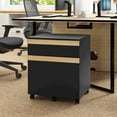 thumbnail image 2 of Vinsetto 2 Drawers Filing Cabinet, File Cabinet with 5 Wheels, Black, 2 of 10