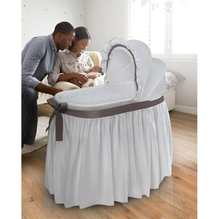 Badger Basket Wishes Oval Baby Bassinet with Full Length Skirt