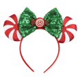 thumbnail image 1 of WelyHM Navidad Halloween Orejas de Ratón Diadema con Lazo Aro para el Cabello para Mujeres Niñas Diadema con Lentejuelas Brillantes Accesorios para el Cabello con Orejas de Gato (Piruleta Roja/Verde), 1 of 5