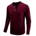 thumbnail image 3 of Tosmy Men's T-Shirts Men Spring Autumn Button Crew Neck Solid Color Long Sleeve Pocket Top Bottoming Shirt Mens Vintage Tee Shirts, 3 of 4