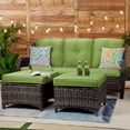 thumbnail image 4 of Meetleisure 3-Piece Wicker Outdoor Patio Sofa And Ottoman, Green, 4 of 6