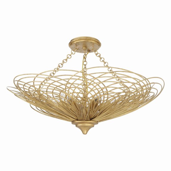 Crystorama Doral 6 Light Renaissance Gold Semi Flush Mount - 24"W x 10"H x 24"D