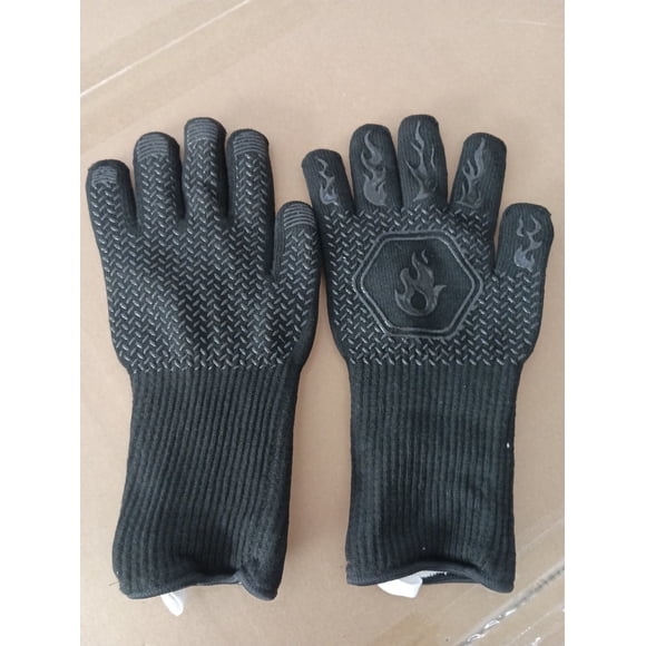 hamitor 1 par de guantes de horno resistentes al calor hasta 800 ℃, guantes protectores de silicona para barbacoa y parrilla (negros)