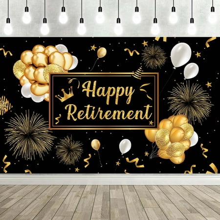 Happy Retirement Banner for Women Men - Retirement Party Decorations Supplies