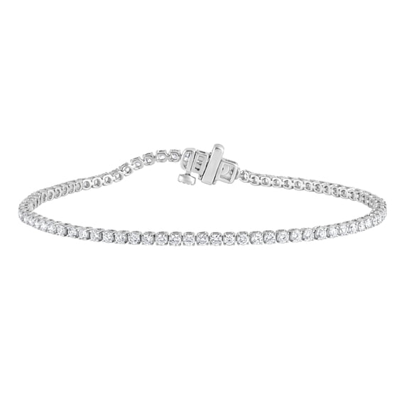 Unique Moments 2 Cttw Round Lab Grown Diamond Tennis Bracelet for Women , Sterling Silver, G-SI, 7 "