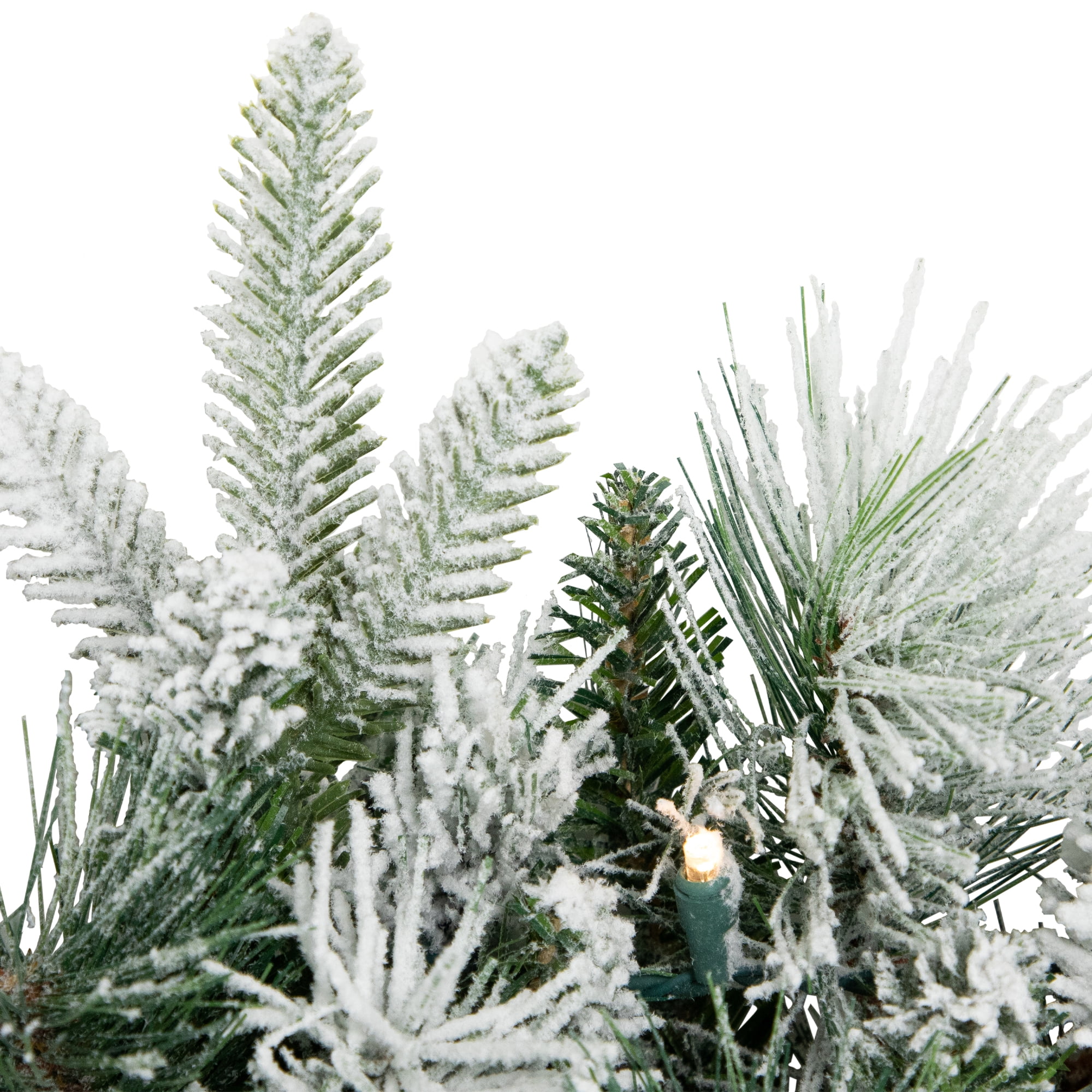 Pre-Lit LED Flocked Mixed Rose Mary Emerald Angel Pine Artificial Christmas Wreath - 30-Inch Clear Lights