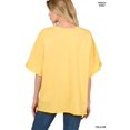 thumbnail image 3 of Zenana Women & Plus Cotton French Terry Drop Shoulder Raw Edge Relaxed Casual Solid Tee Shirt Top, 3 of 4