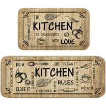 Kitchen Rules Kitchen Mat Set of 2, Kitchen Mats for Floor, Farmhouse Kitchen Rugs and Mats Non Skid Washable, Decorative Kitchen Floor Mats Non Slip, Kitchen Runner Rug Carpet 17x29 and 17x47 Inch