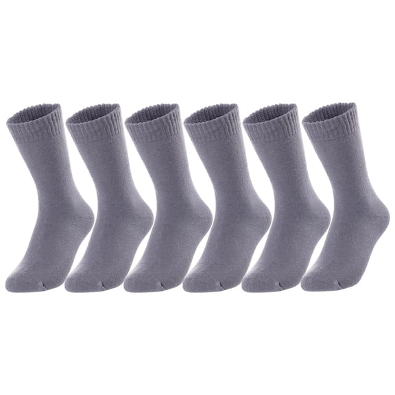 Lovely Annie Unisex Children's 6 Pairs Wool Blend Crew Socks LK0601 Size 9Y-11Y (Grey)