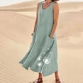 thumbnail image 2 of gakvbuo Summer Tank Dress For Women Maxi Dress Sundress Linen Dress Women's Summer Casual Solid Color Sleeveless Round Neck Pocket Dress Skirt, 2 of 6