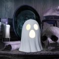 thumbnail image 6 of Halloween Decoration Light Up Ghost Decorations Indoor Ghost Lamp Resin Decoration Ceramic White Ghost Figurines Ghost Statue Cute Ghost Sculpture Spooky Halloween Decor for Home Table Tray, 6 of 7