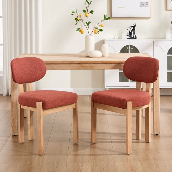 Oufan 2PCS Farmhouse Barrel-Shaped Backrest Upholstered Dining Chairs