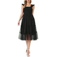 thumbnail image 2 of INSPIRE CHIC Women's Summer Smocked Midi Dress Sleeveless Tiered Ruffled Tulle Party Sundress XS Black, 2 of 5