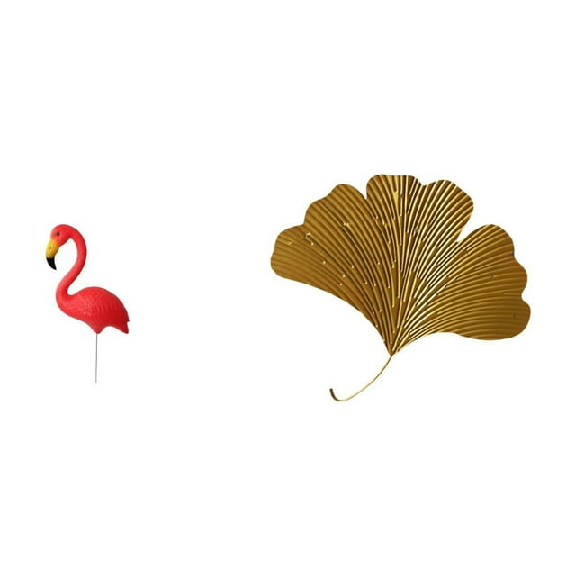 Estatua De Pájaro, Figura Decorativa, Adorno De Jardín, Flamenco, Escultura De Estaca Con Hojas De Ginkgo De Hierro Forjado, Decoración De Pared, Escultura Abstracta Para La Primavera Y Las