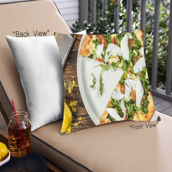 Ahgly Company Foods Pizza Outdoor Throw Pillow, 18 inch by 18 inch