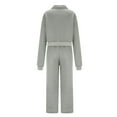 thumbnail image 6 of YYDGH Women 2 Piece Outfits Sweatsuit Set 2023 Fall Oversized Long Sleeve Half Zip Sweatshirt Wide Leg Sweatpant Lounge Set Tracksuit Gray S, 6 of 8