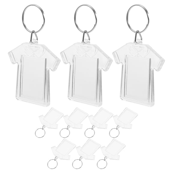 HEMOTON 100pcs Clear Key Chains Clothing Shaped Key Rings Acrylic Blank Photo Frame Key Chains