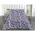 thumbnail image 2 of Ambesonne Romantic Leaves Quilted Coverlet 3 Pcs, Pattern of Leaves, Queen Size, Lilac Pale Eggplant, 2 of 4