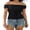 Black, variant on Argulvti Women´s Lace Flower Crochet Tops, Cap Sleeve Low Cut Drawstring T-shirt Female Off Shoulder Clothing