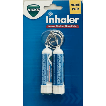 Vicks Inhaler Nasal Vapor Sticks 2-Value Pack Cold & Allergy Relief Blocked Nose 0.5ml Tubes