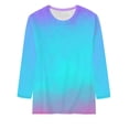 thumbnail image 4 of Nouveaux Hauts d'Été pour Femmes 2023 Mode Col Rond Manches 3/4 Imprimé Blouses Décontractées Grande Taille Chemise à Manches Longues pour Femmes, 4 of 4