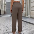 thumbnail image 3 of SuTry Women's Cargo Pants Comfy Solid Color High-Waisted Straight-Leg Multiple Pockets Trousers Breathable Fabric for Daily Casual Wearing(Brown,M), 3 of 3