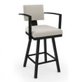 thumbnail image 2 of Home Square 2-Piece 30.25" Faux Leather Swivel Bar Stool Set in Cream/Black, 2 of 4