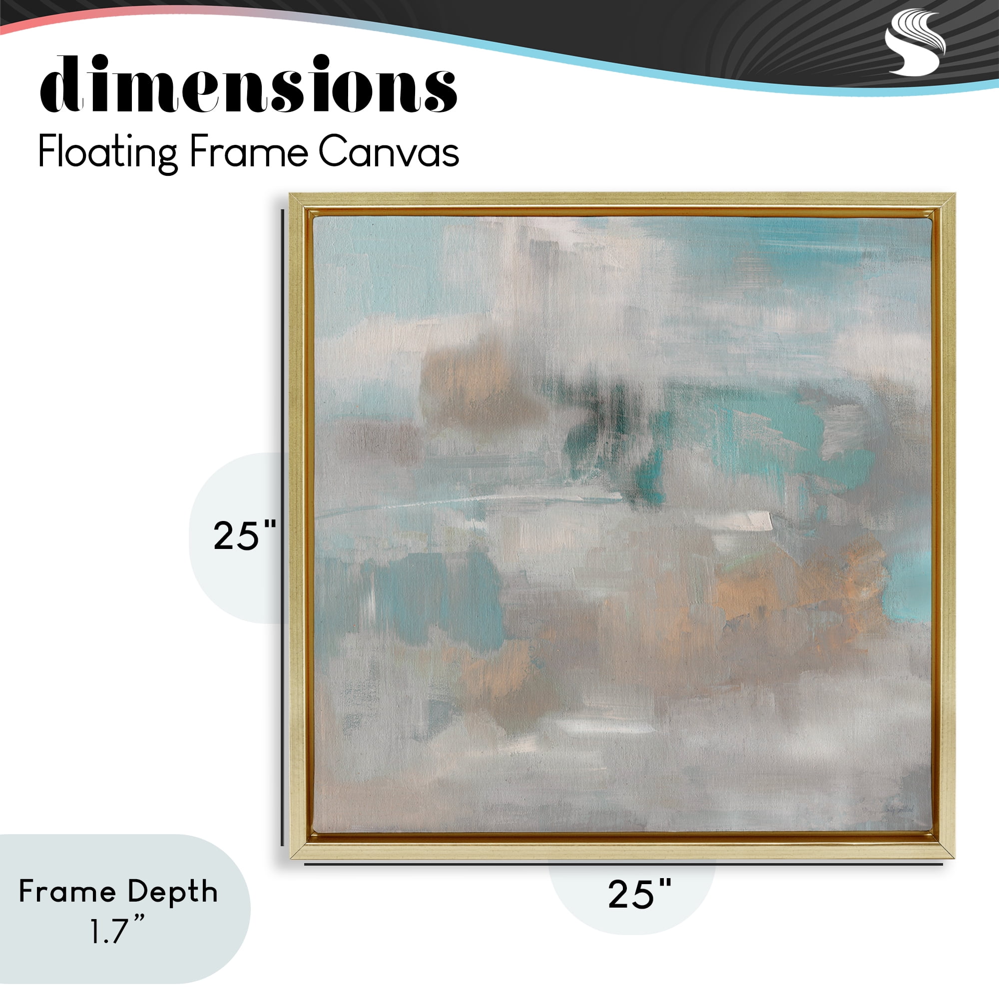 Stupell Industries Serene Soft Abstract Study Gold Framed Floater Canvas Wall Art, design by Sally Swatland