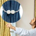 thumbnail image 4 of Curtain Tiebacks,Magnetic Curtain Tiebacks Pearl Ball Curtain Drapes Clips Rope Holdbacks for Home Office,2 Pieces (White), 4 of 5