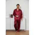 thumbnail image 3 of Onimisc Mens Satin Silky Pajamas Set Long Sleeve Satin Pajamas for Men Sleepwear Button Down Pjs Set 2 Pieces, 3 of 7