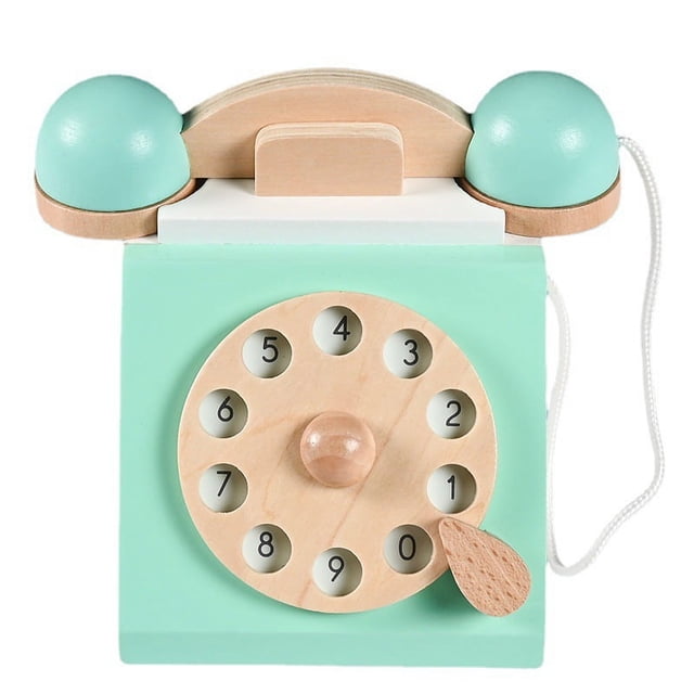 Teléfono giratorio antiguo de madera de simulación para niños, casa de juegos para niños y niñas, juguete interactivo entre padres e hijos para jardín de infantes