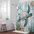 thumbnail image 3 of Retro Sea Turtles Bathroom Shower Curtain, Ocean Sea Stars Corals Animals Waterproof Washable Soft Bath Curtain for Bathtub Decor with 12 Hooks&Grommet, 48x72 Inch, 3 of 9