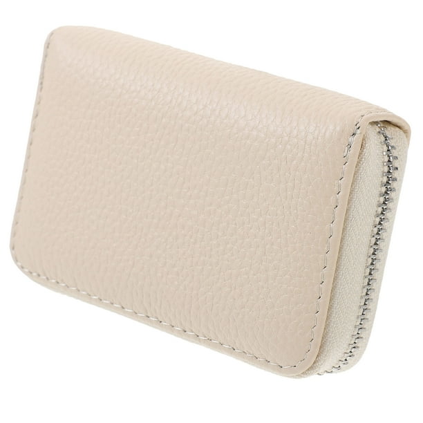 unbranded Billetera Con Cremallera Beige Para Tarjetas Y Dinero Práctico